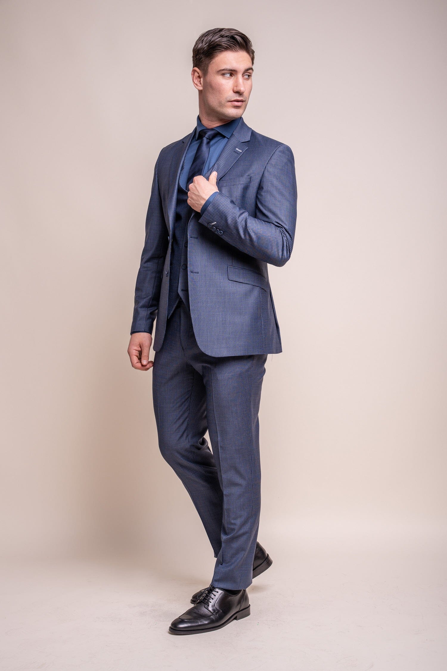 Bond Navy Check Blazer - Blazers & Jackets - - THREADPEPPER