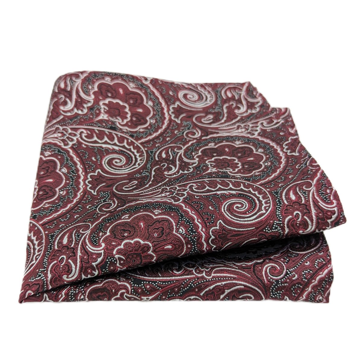 Burgundy Paisley Silk Pocket Square - Wedding Pocket Square - Swagger & Swoon