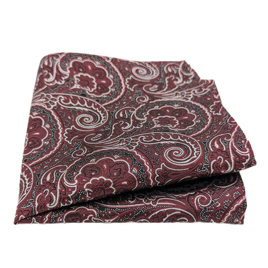 Burgundy Paisley Silk Pocket Square - Wedding Pocket Square - Swagger & Swoon