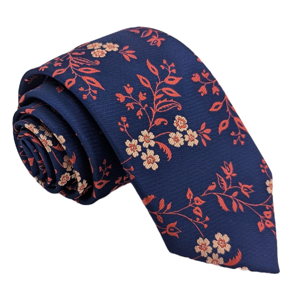 Burnt Orange Floral Wedding Tie - Wedding Tie - Regular - Tie Only - Swagger & Swoon