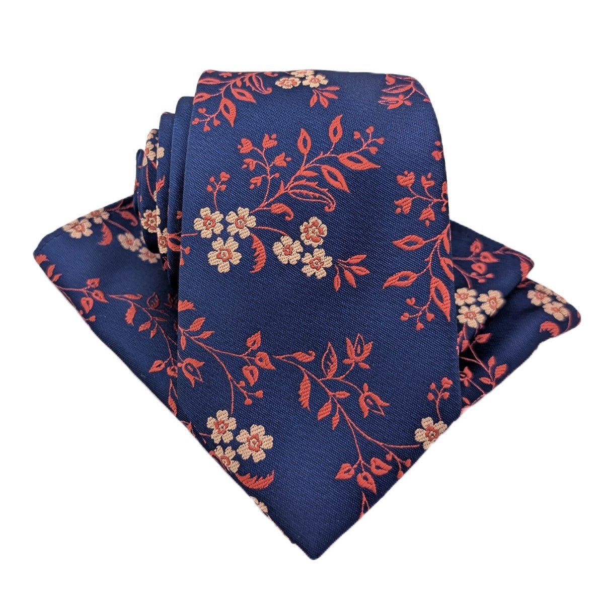 Burnt Orange Floral Wedding Tie - Wedding Tie - Regular - Add Pocket Square - Save £1.00 - Swagger & Swoon