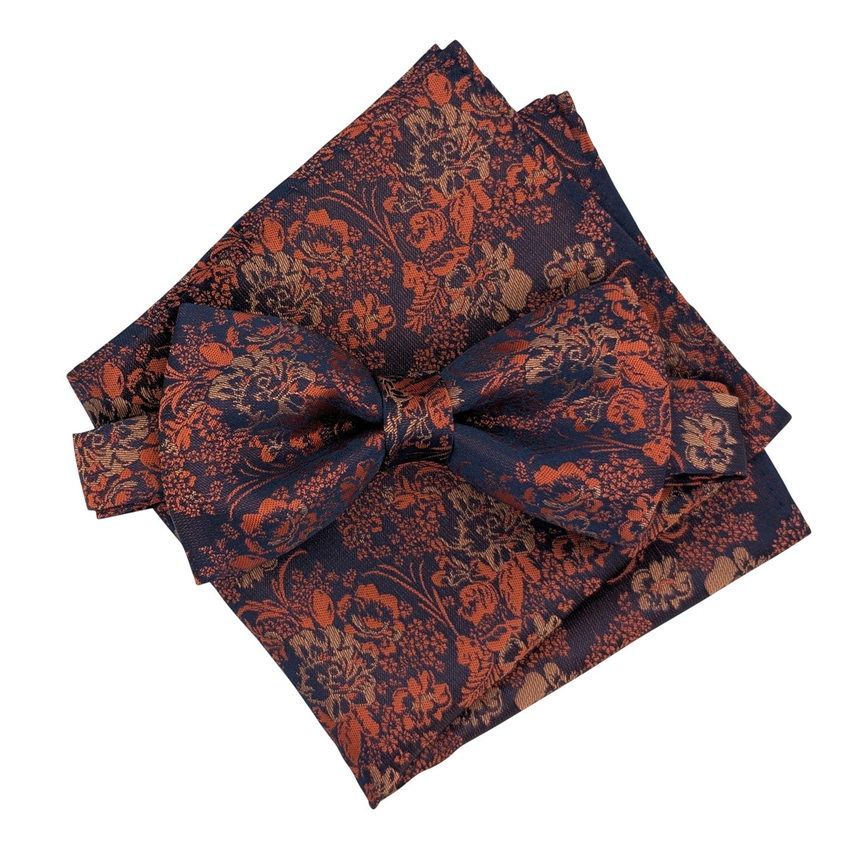Navy & Orange Floral Bow Ties