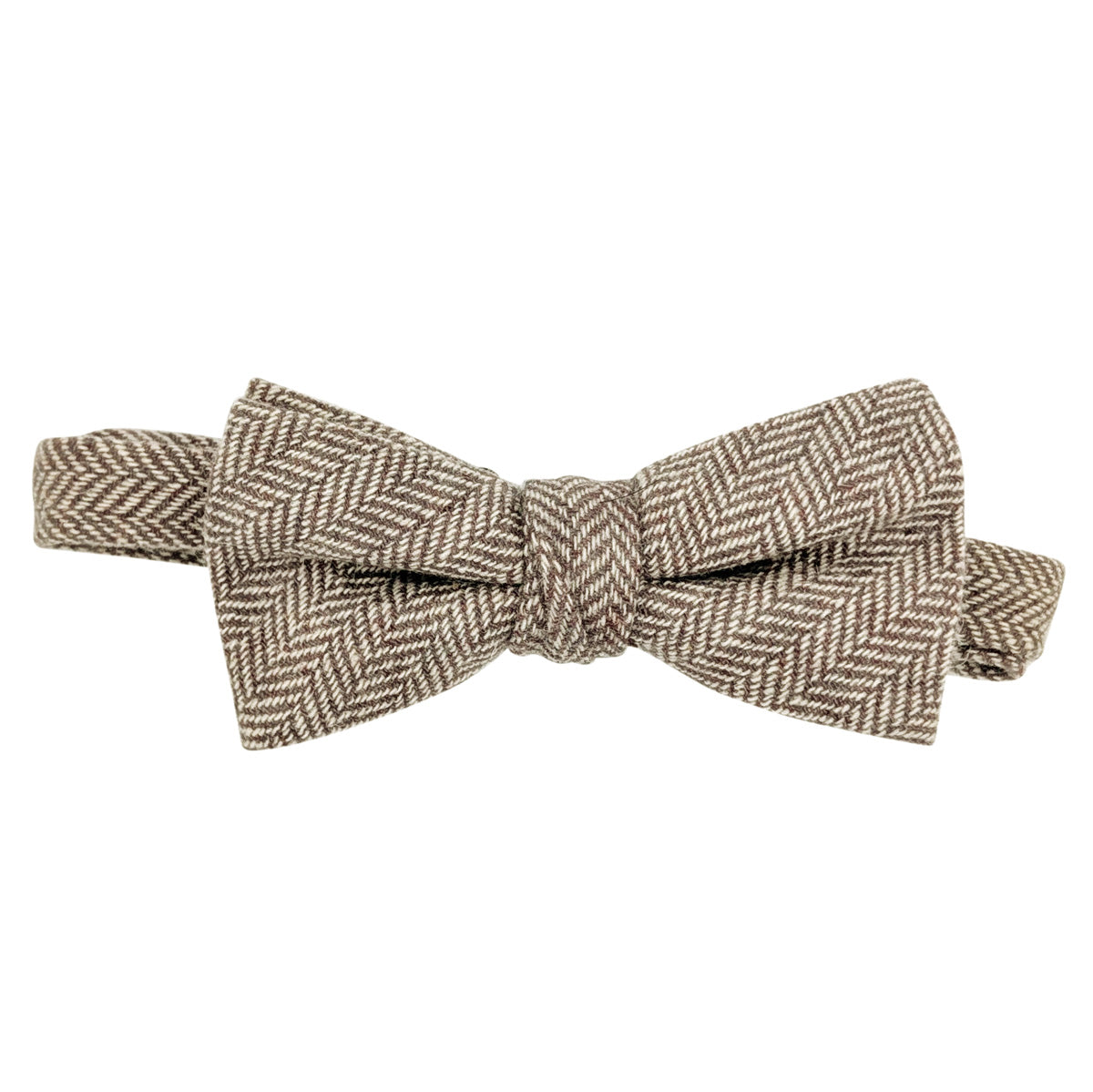 Beige Herringbone Tweed Wedding Bow Tie