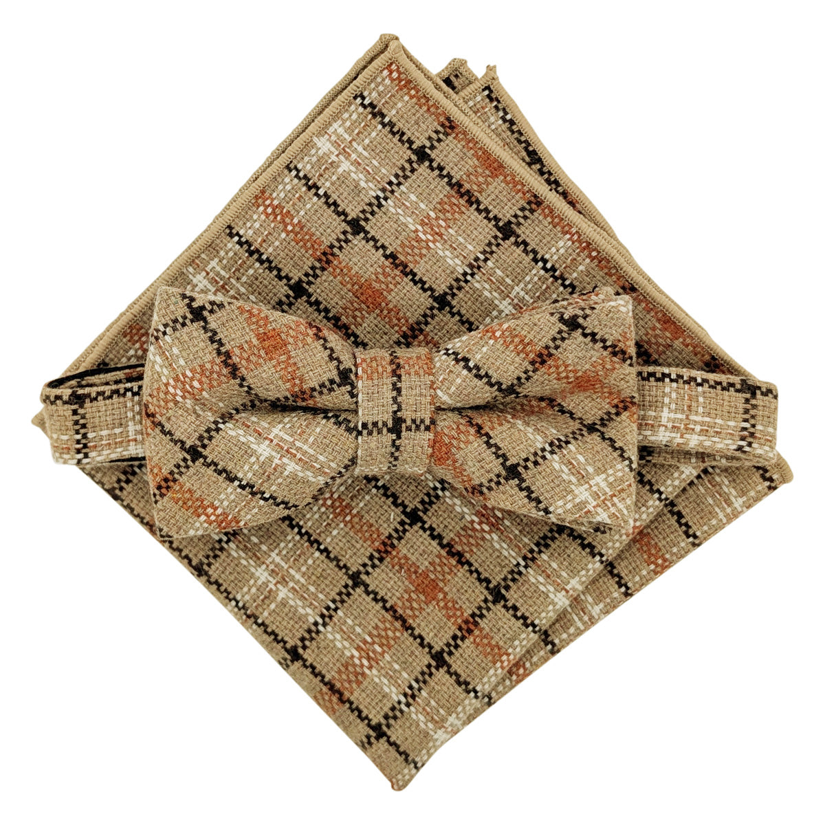 Beige & Orange Check Wedding Swatch