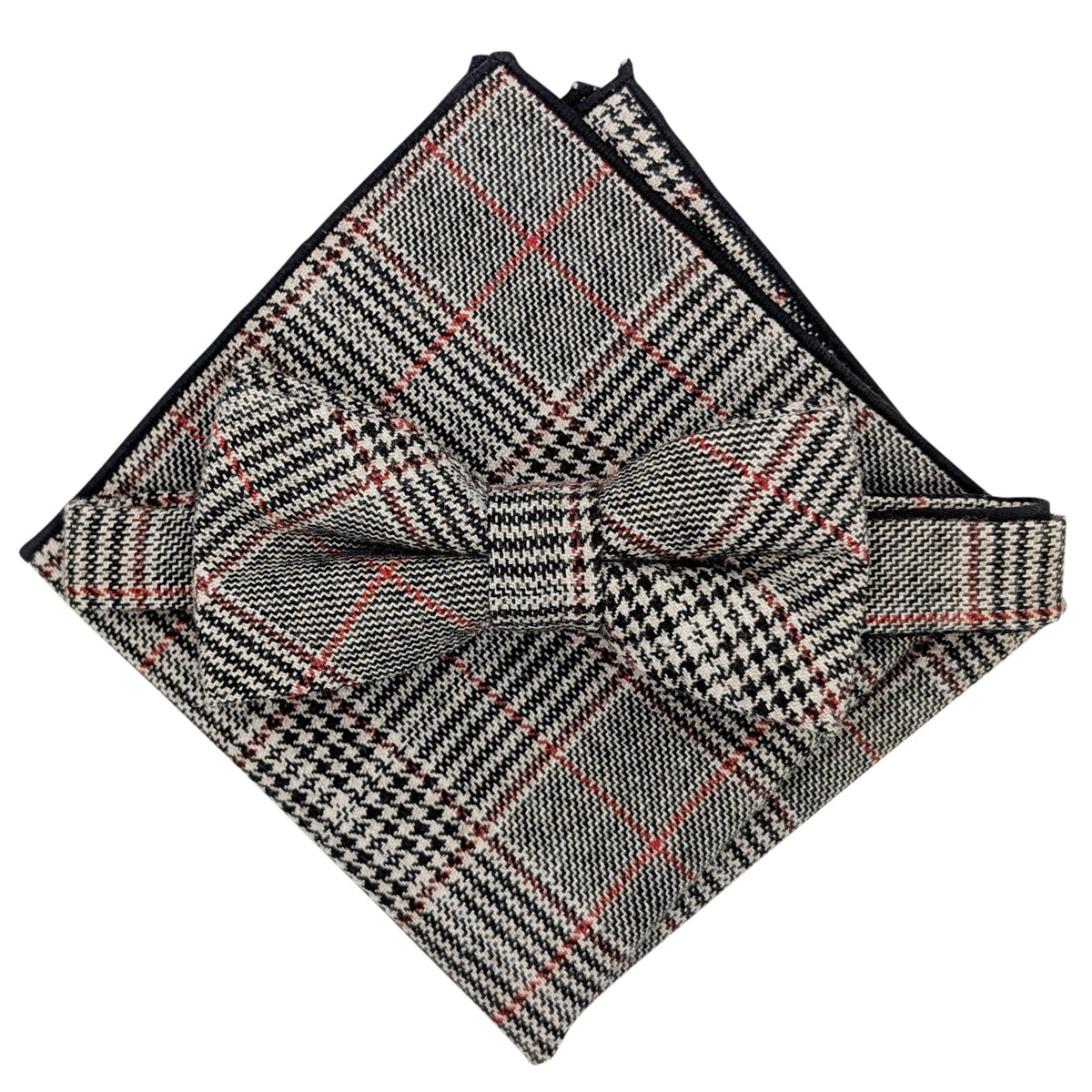 Grey Prince of Wales Check  Pocket Square