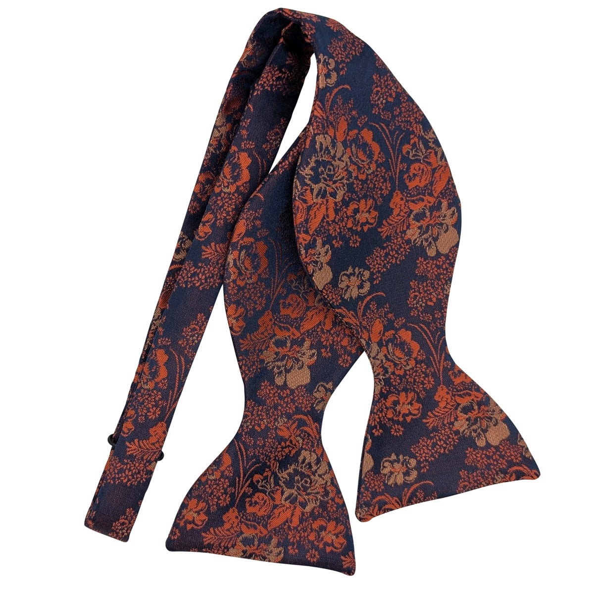 Navy & Orange Floral Bow Ties