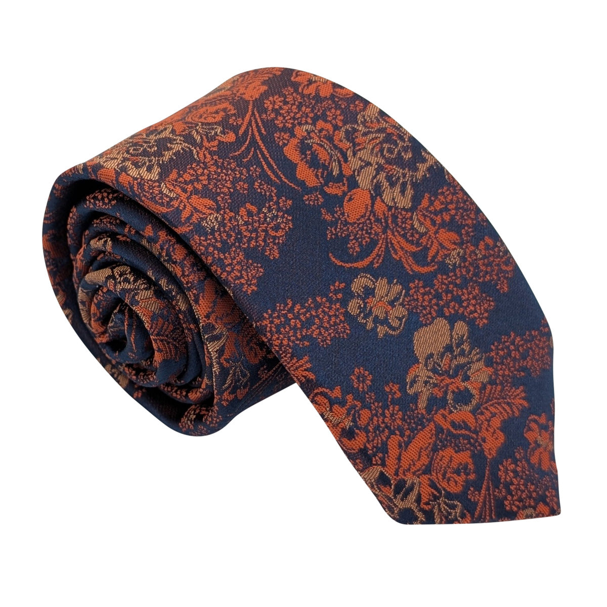 Navy & Orange Floral Boys Ties