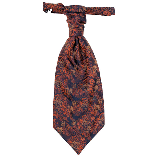 Navy & Orange Floral Wedding Cravat