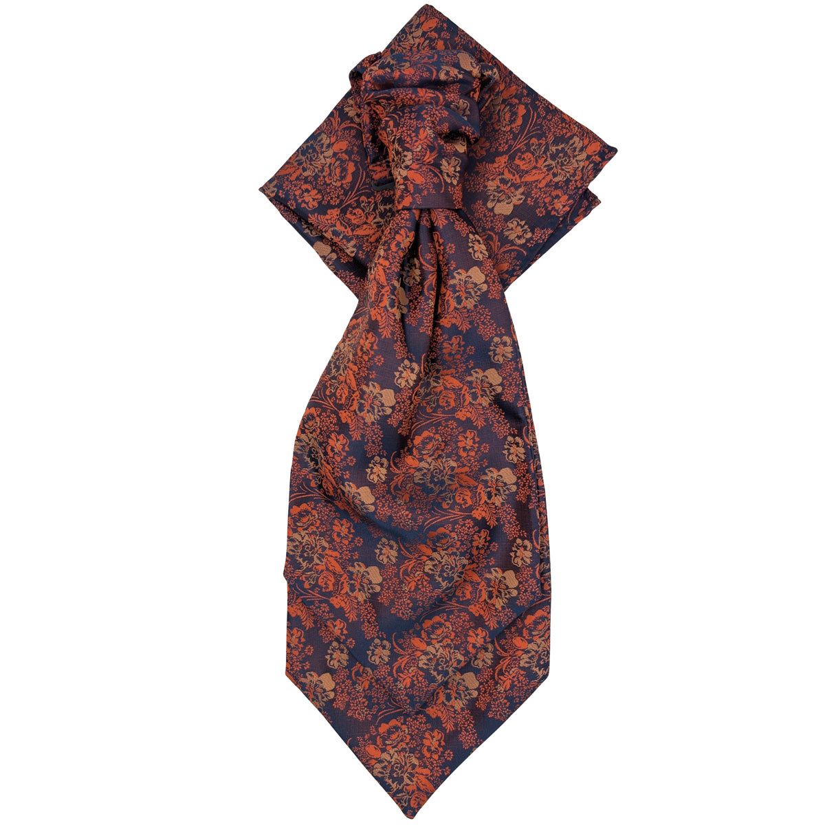 Navy & Orange Floral Wedding Cravat