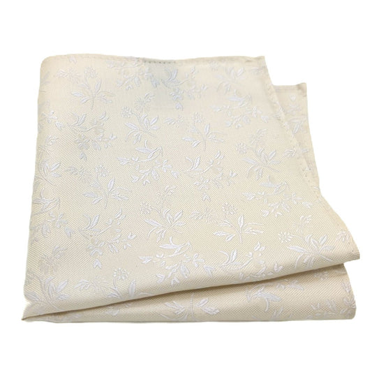 Cream Leaves Silk Pocket Square - Wedding Pocket Square - Swagger & Swoon