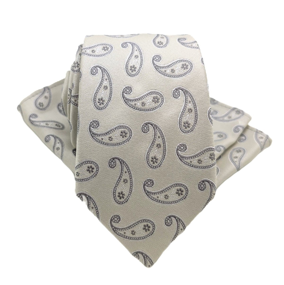 Cream Paisley Silk Pocket Square - Wedding Pocket Square - Swagger & Swoon