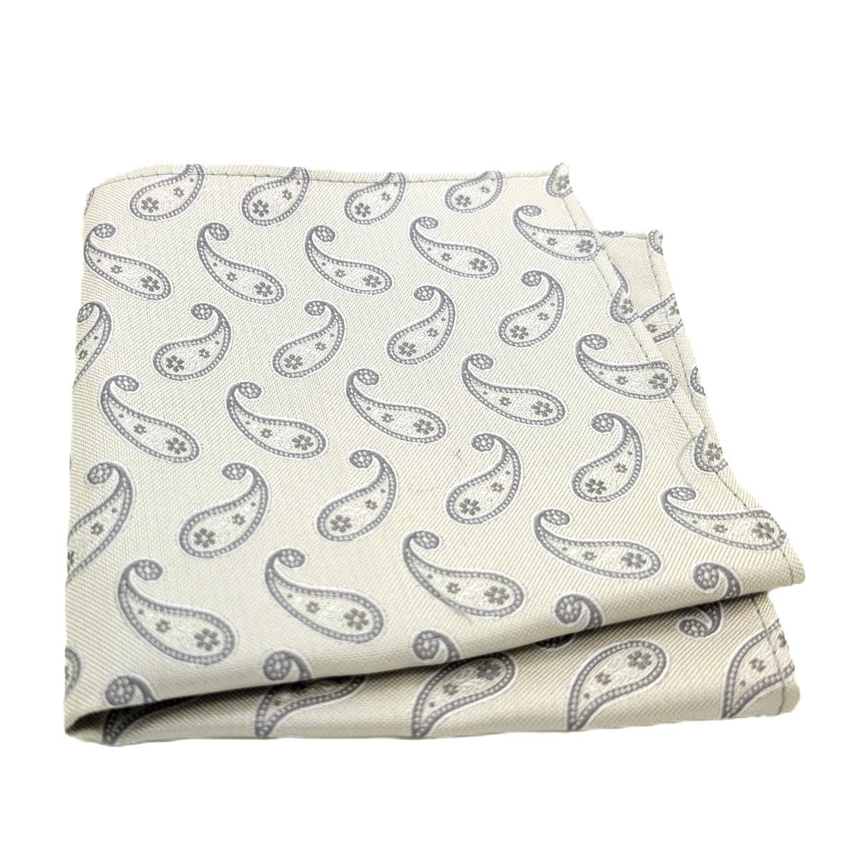 Cream Paisley Silk Pocket Square - Wedding Pocket Square - Swagger & Swoon