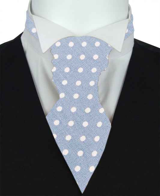Mid Blue Spot Wedding Cravat