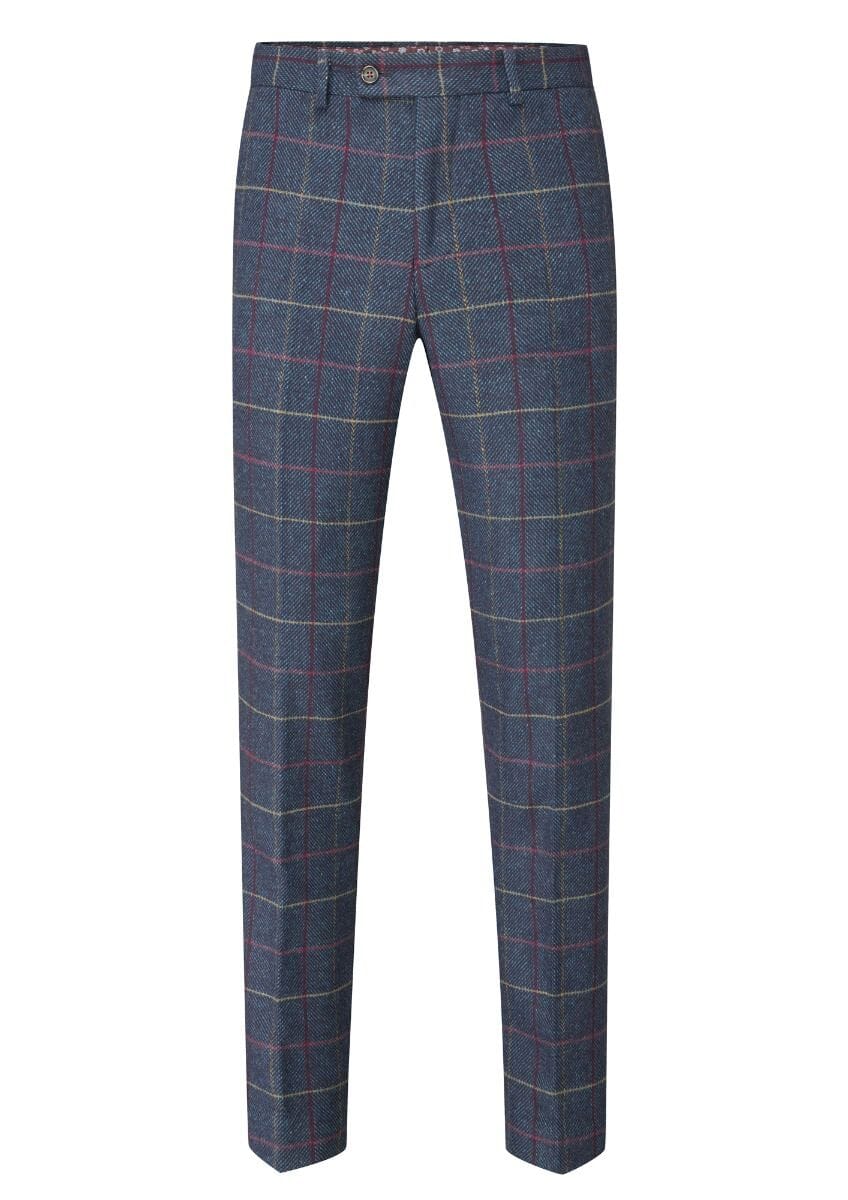 Doyle Navy Check Trousers - Trousers - 30R - Swagger & Swoon