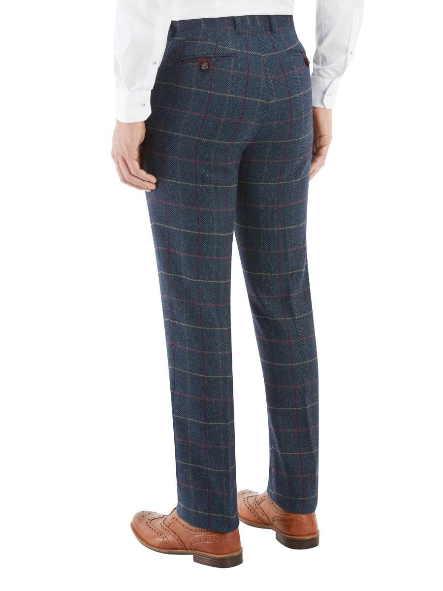 Doyle Navy Check Trousers - Trousers - 30R - Swagger & Swoon