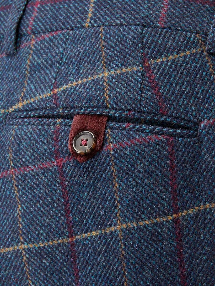 Doyle Navy Check Trousers - Trousers - 30R - Swagger & Swoon