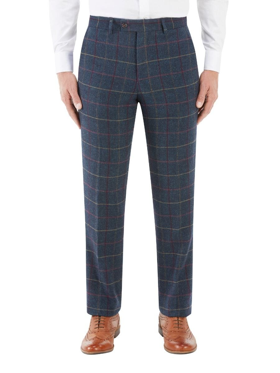 Doyle Navy Check Trousers - Trousers - 30R - Swagger & Swoon