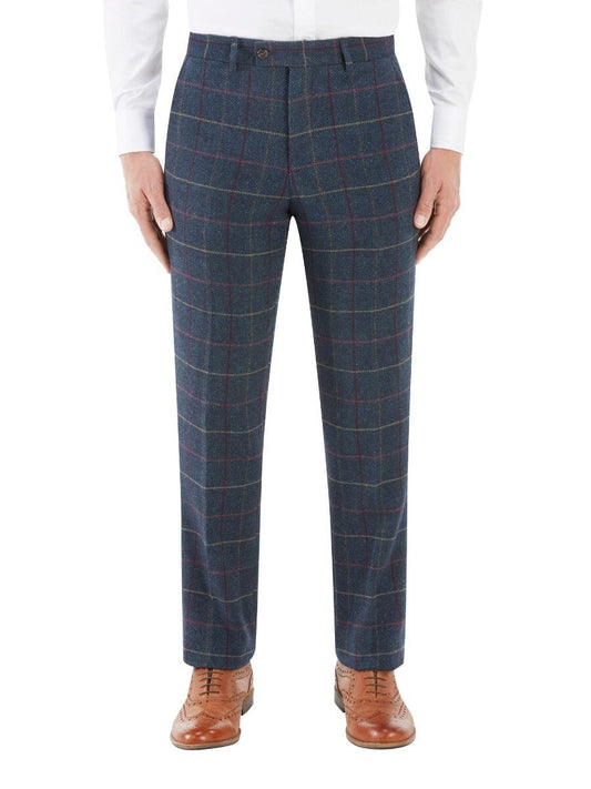 Doyle Navy Check Trousers - Trousers - 30R - Swagger & Swoon