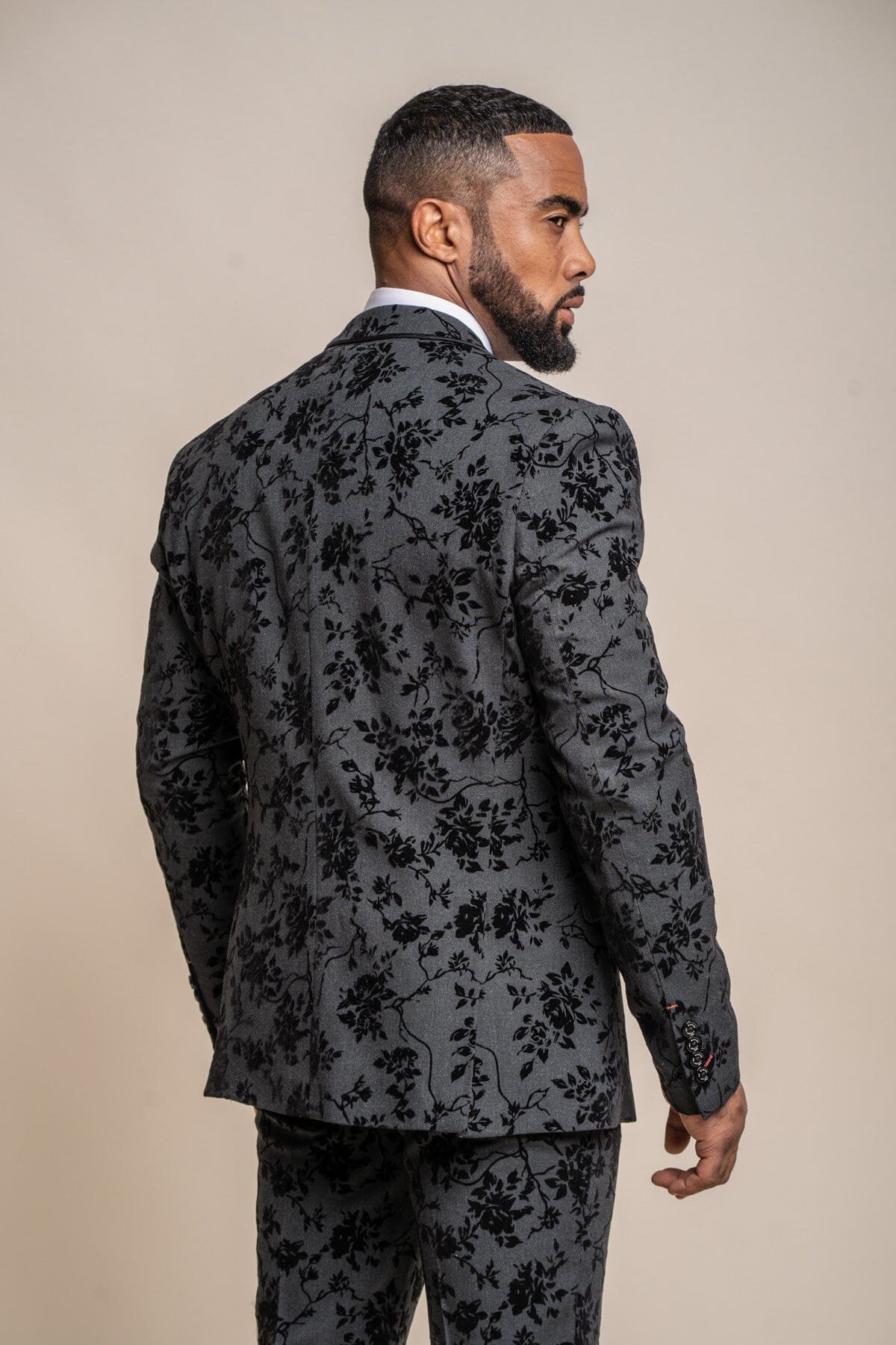 Georgi Floral Blazer Tuxedo Black Jacket Evening Formal Tux