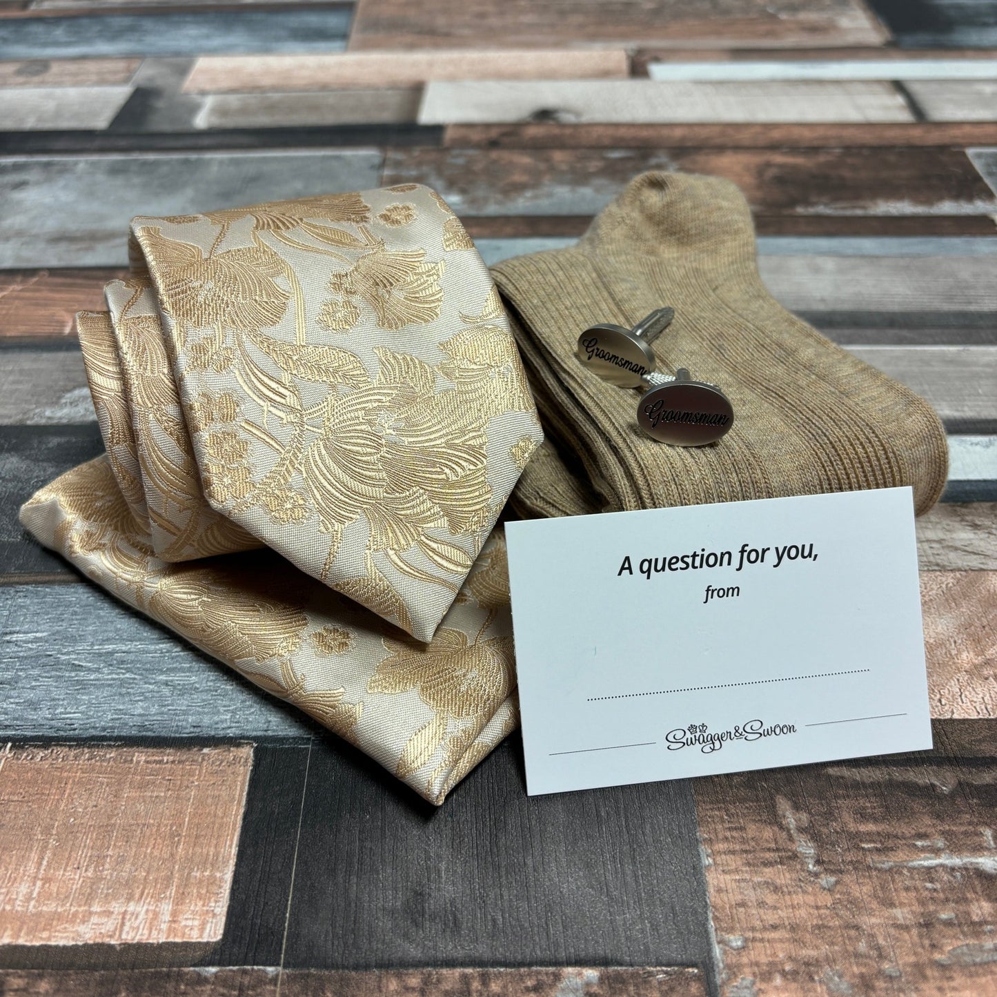 Golden Flowers Groomsman Proposal Gift Box - Will you be my...? - Regular - Swagger & Swoon