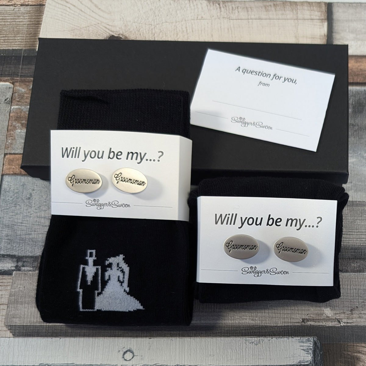 Groomsmen Proposal Box - Bride & Groom Socks - Groomsman - Swagger & Swoon