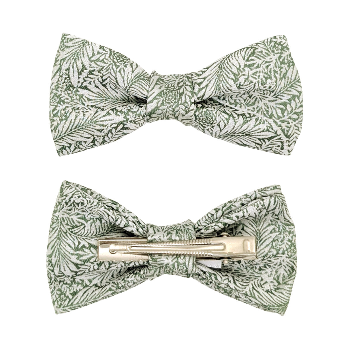Sage & Silver Leaves Hair Bow