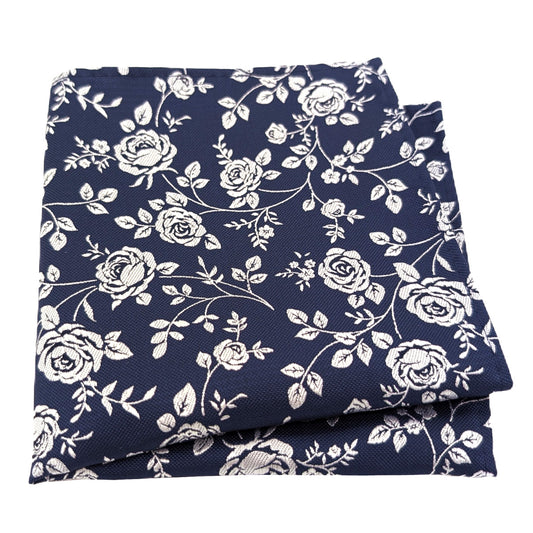 Navy Rose Petals Pocket Square