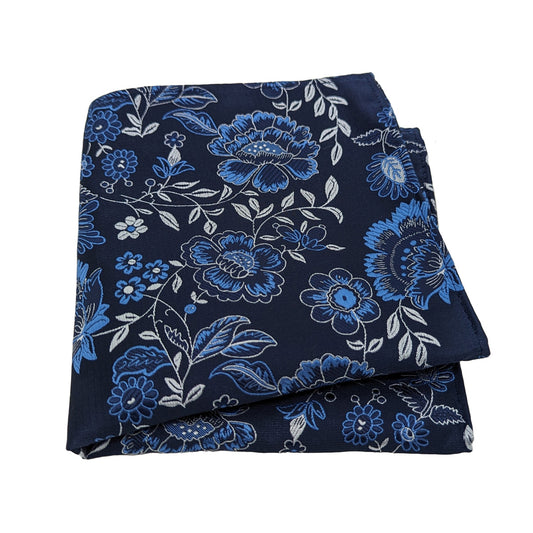 Navy Blossom Pocket Square