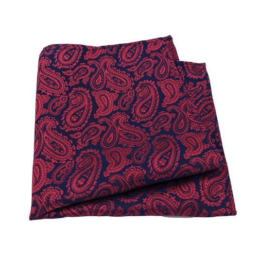 Navy & Red Paisley Pocket Square