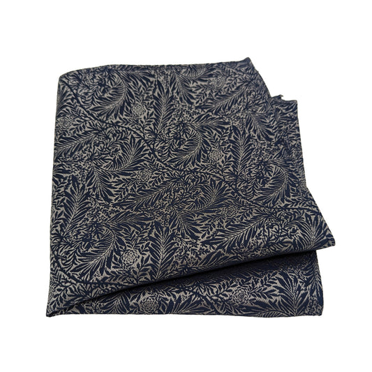 Navy & Silver Leaves Pocket Square