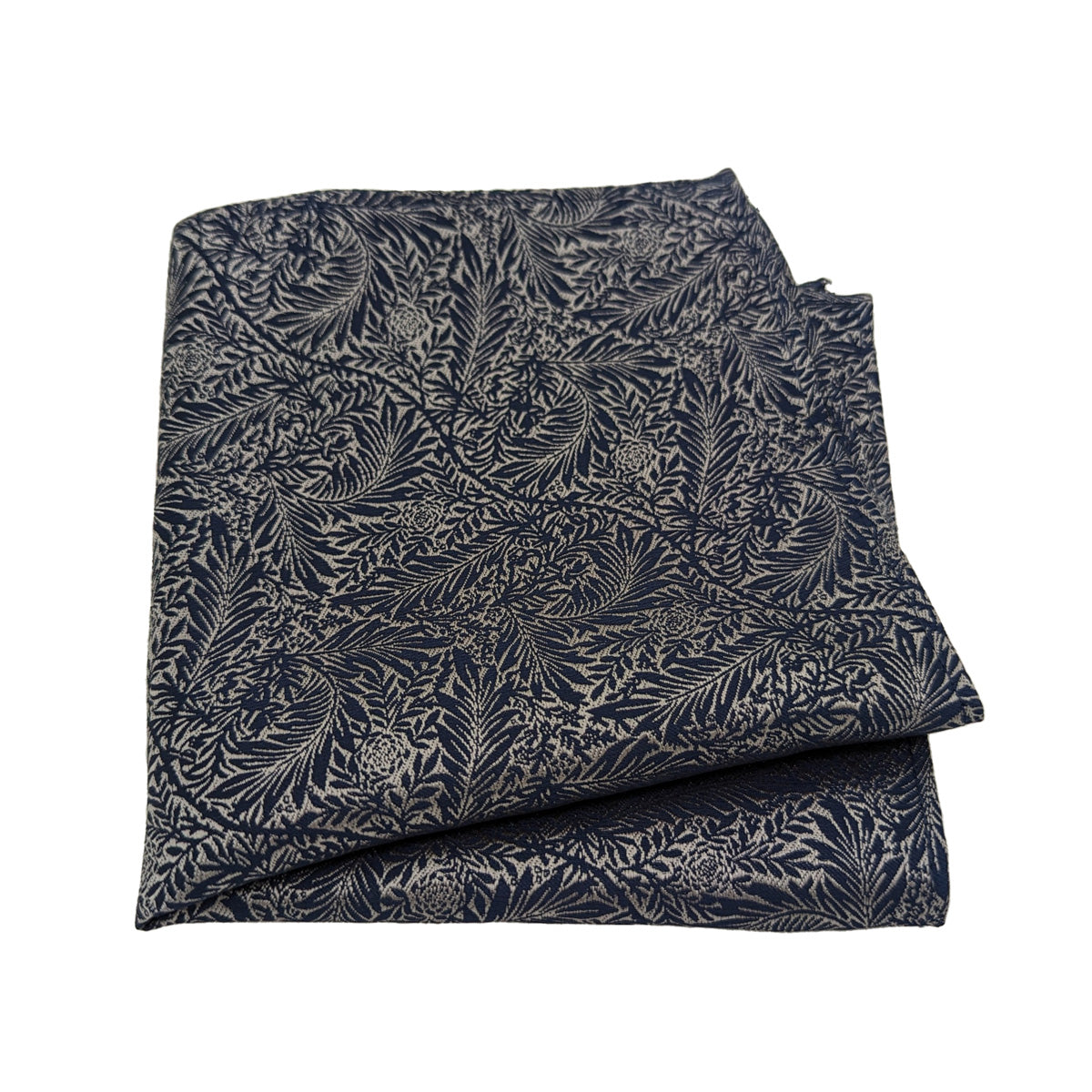 Navy & Silver Leaves Pocket Square