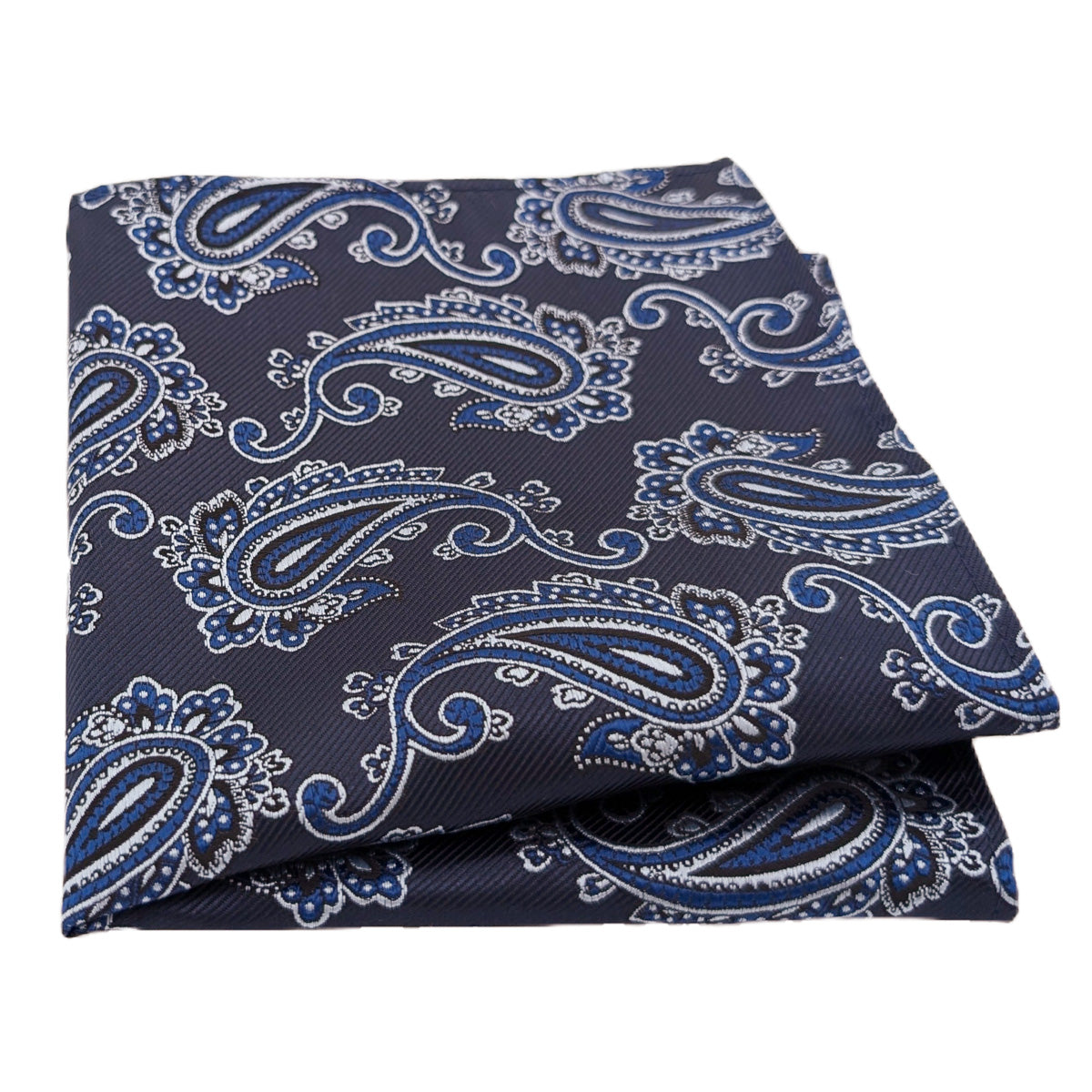 Navy Paisley Pocket Square
