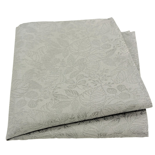 Pearl Grey Woodland Leaves Pocket Square