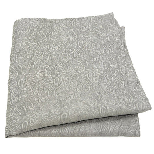 Pearl Grey Paisley Pocket Square