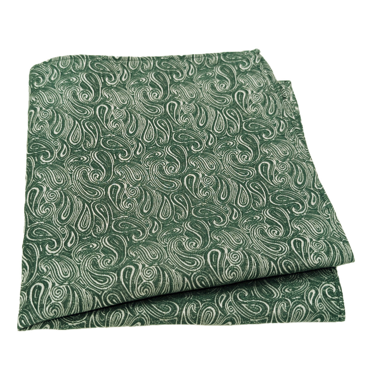 Dark Green Paisley Pocket Square