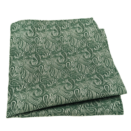 Dark Green Paisley Pocket Square