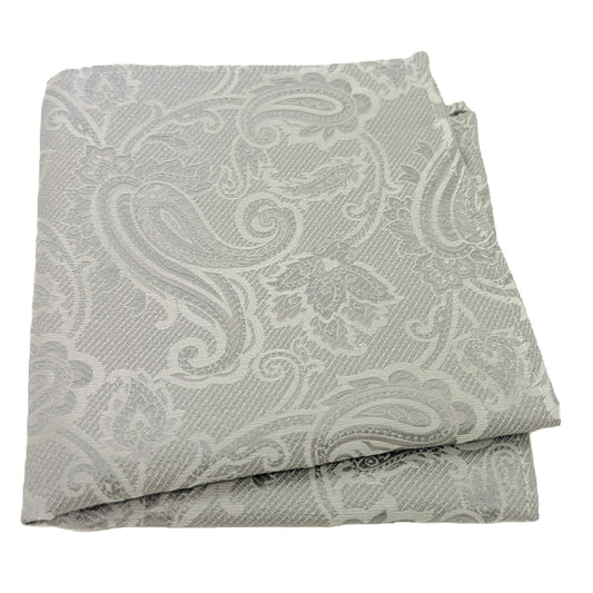 Pearl Grey Baroque Paisley Pocket Square
