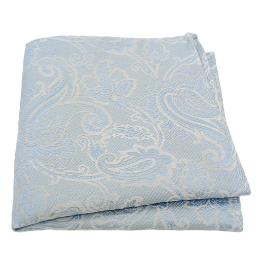 Cloudy Blue Baroque Paisley Pocket Square