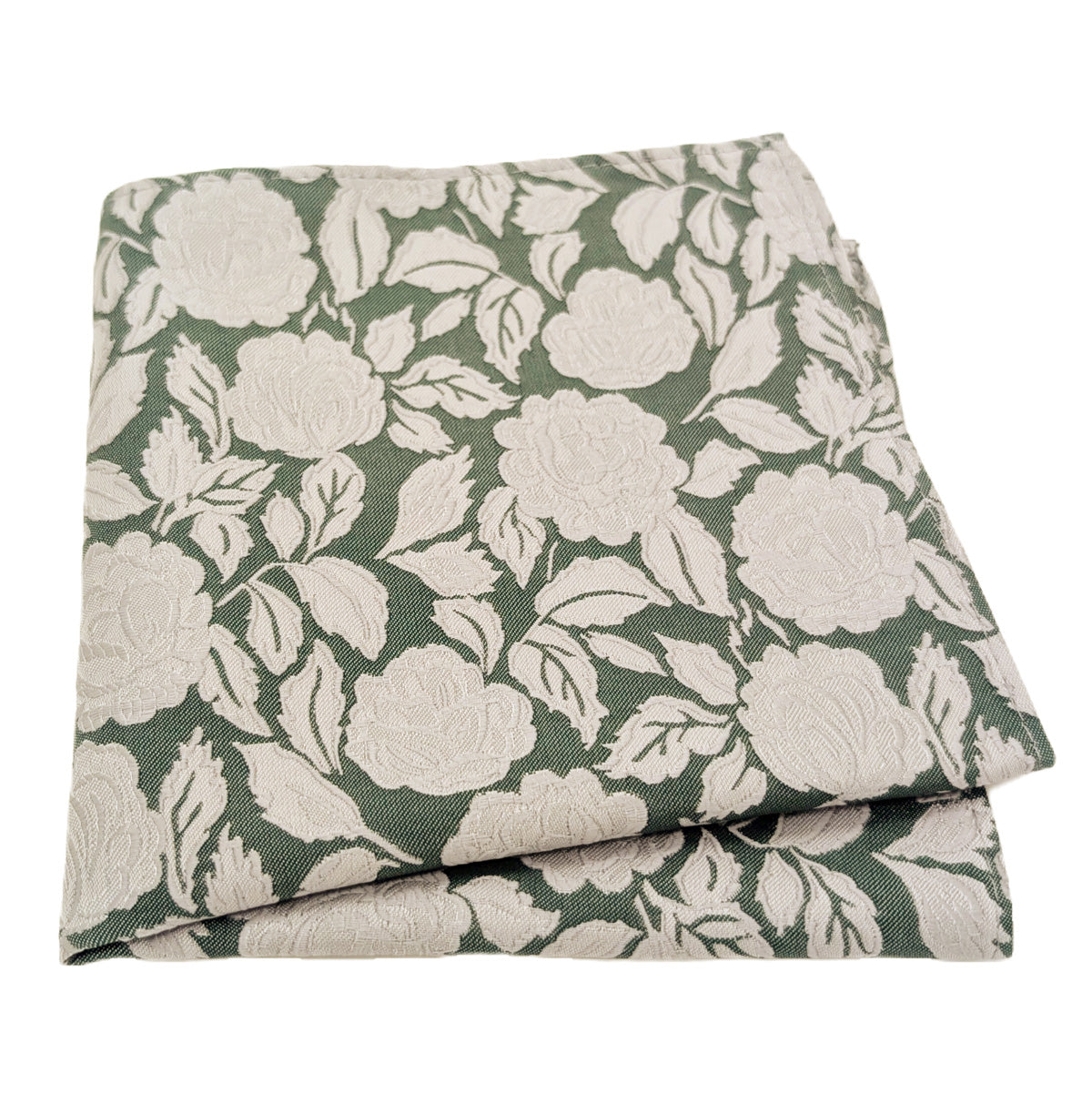 Bold Dark Green Rose Pocket Square