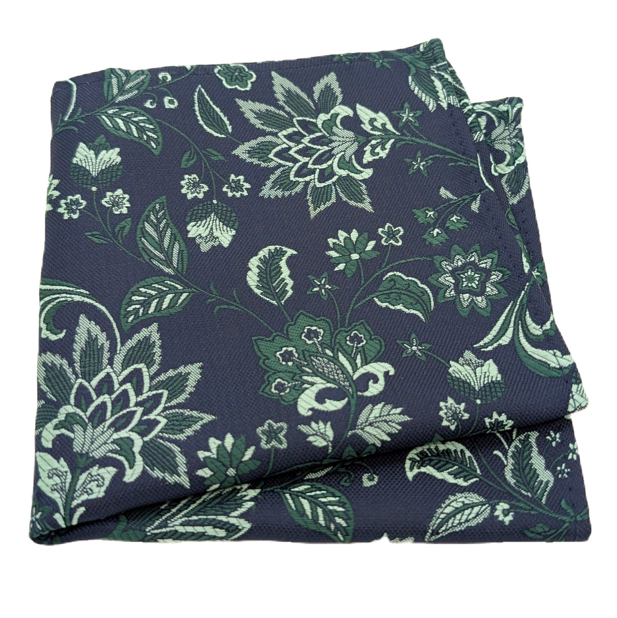 Dark Green Damask Pocket Square