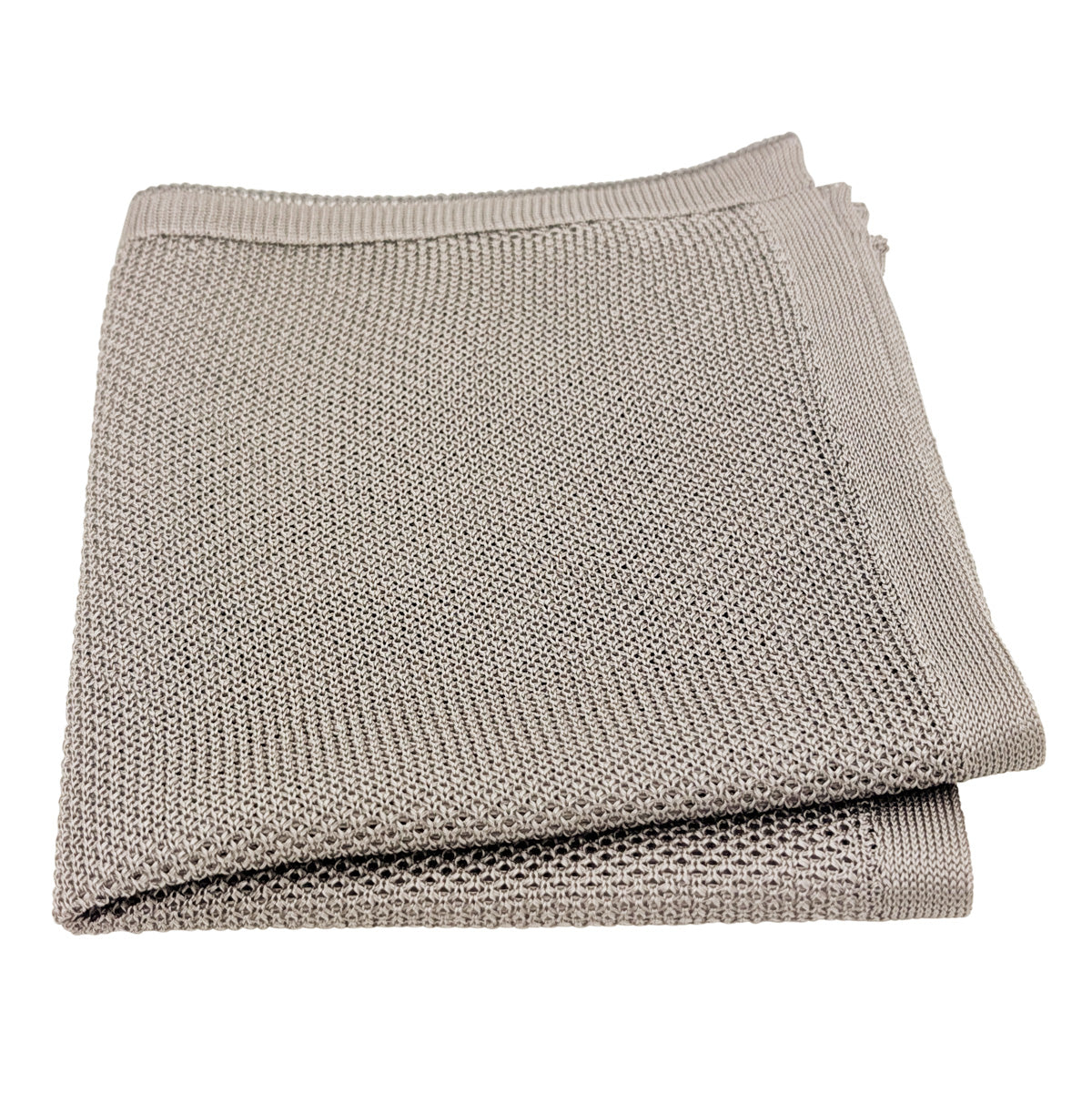 Silver Knitted Silk Pocket Square
