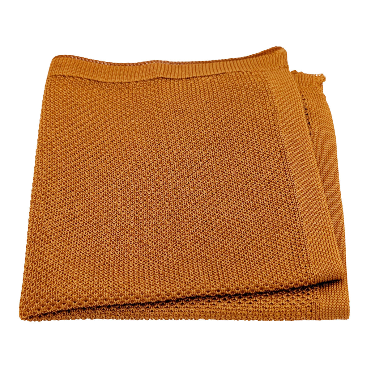Mustard Knitted Silk Pocket Square