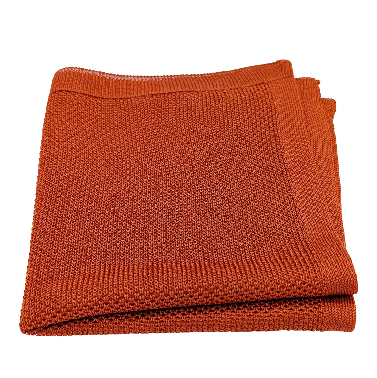Rust Knitted Silk Pocket Square