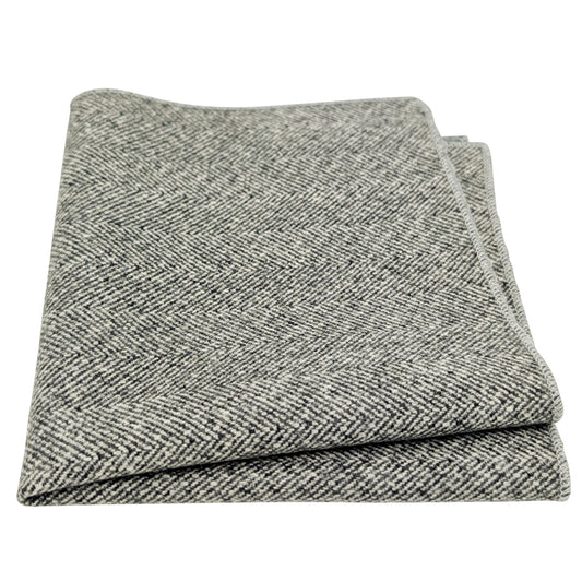 Pale Grey Herringbone Tweed Pocket Square