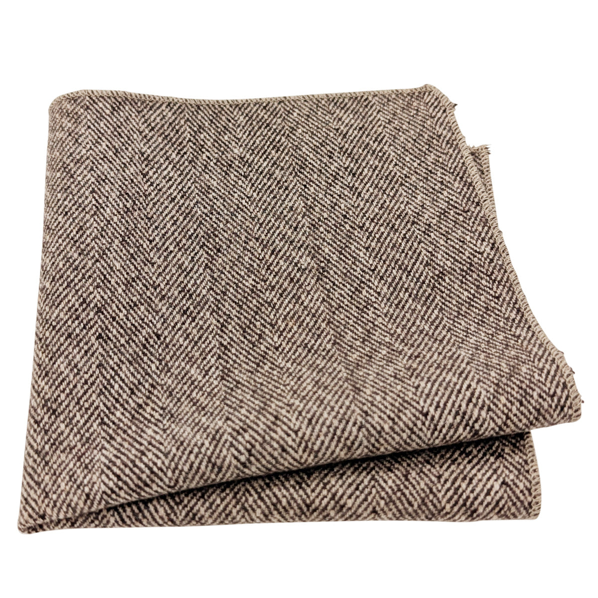 Pale Brown Herringbone Tweed Pocket Square