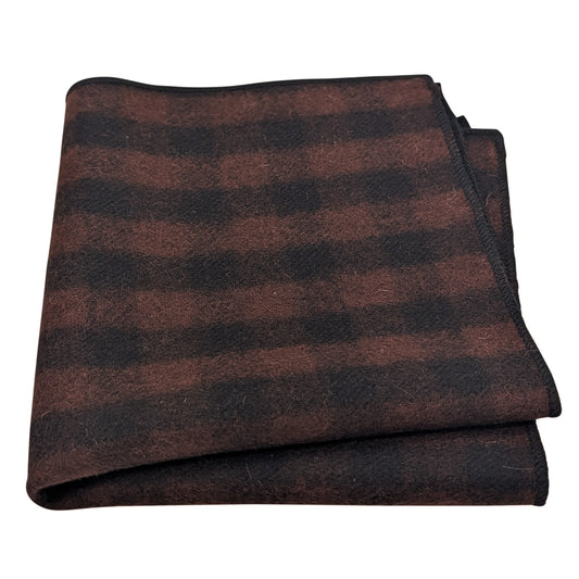 Brown & Black Check Tweed Pocket Square