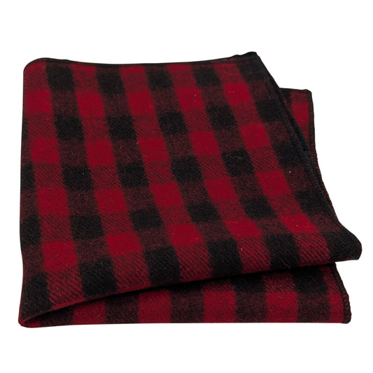 Red & Black Check Tweed Pocket Square