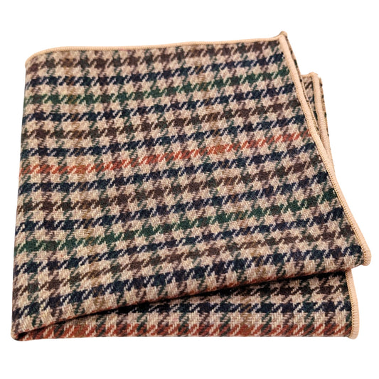 Beige Gingham  Pocket Square