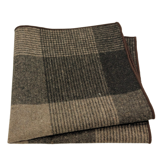 Beige & Brown Check  Pocket Square