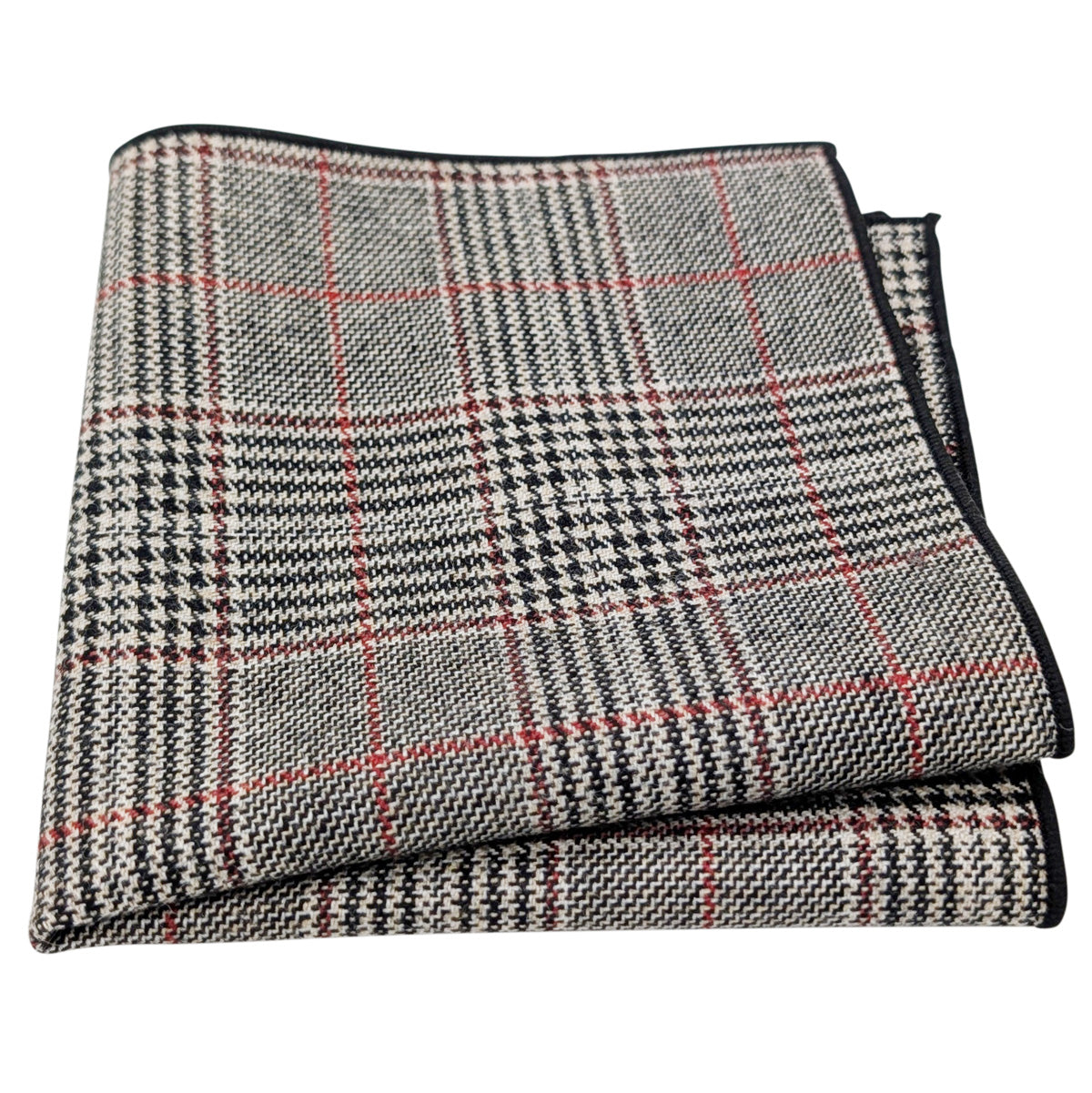 Grey Prince of Wales Check  Pocket Square